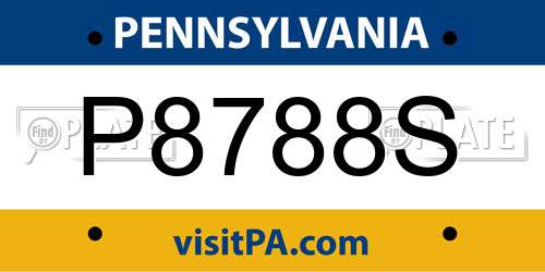 P8788S Pennsylvania License Plate
