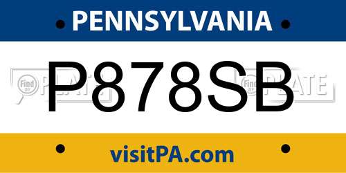 P878SB Pennsylvania License Plate