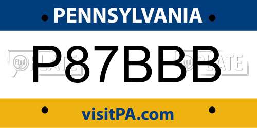 P87BBB Pennsylvania License Plate