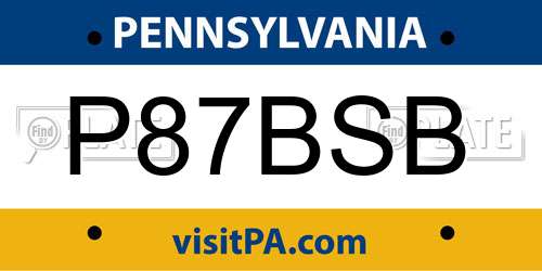 P87BSB Pennsylvania License Plate