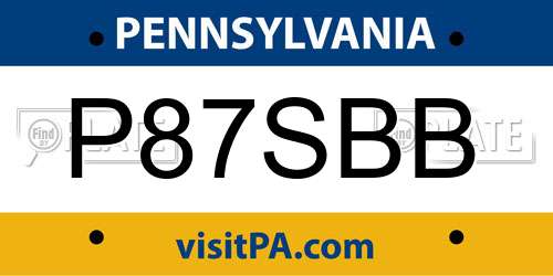 P87SBB Pennsylvania License Plate