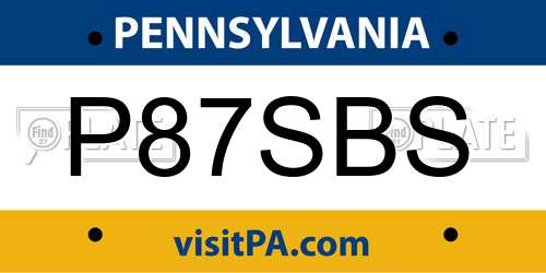 P87SBS Pennsylvania License Plate
