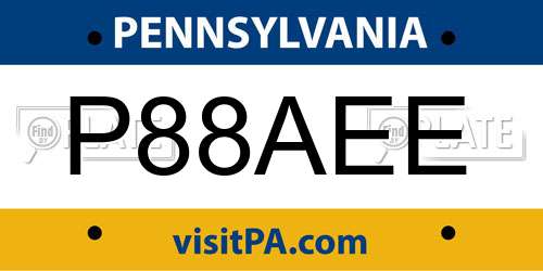 P88AEE Pennsylvania License Plate
