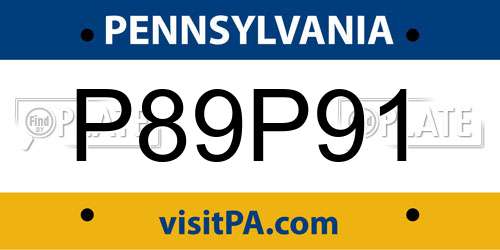 P89P91 Pennsylvania License Plate