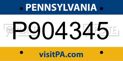 P904345 Pennsylvania License Plate
