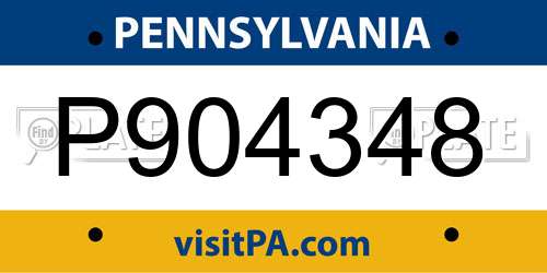 P904348 Pennsylvania License Plate