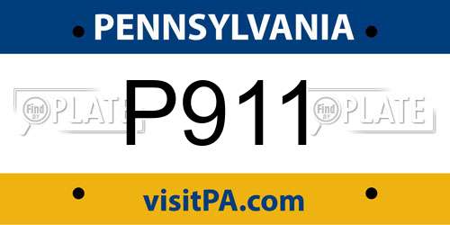 P911 Pennsylvania License Plate