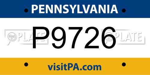 P9726 Pennsylvania License Plate