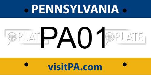 PA01 Pennsylvania License Plate