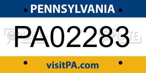 PA02283 Pennsylvania License Plate