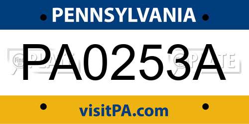PA0253A Pennsylvania License Plate