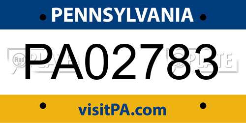 PA02783 Pennsylvania License Plate