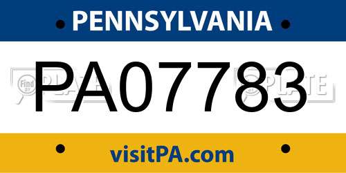 PA07783 Pennsylvania License Plate
