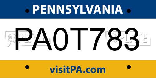 PA0T783 Pennsylvania License Plate
