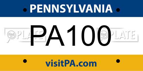 PA100 Pennsylvania License Plate