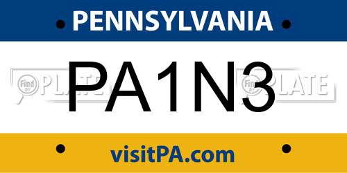 PA1N3 Pennsylvania License Plate