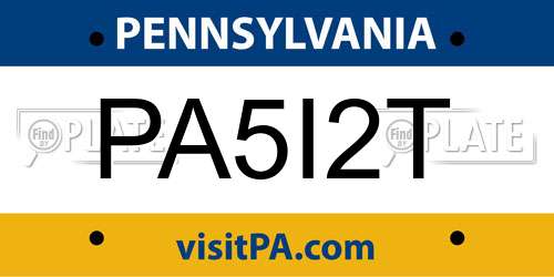 PA5I2T Pennsylvania License Plate