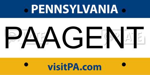 PAAGENT Pennsylvania License Plate