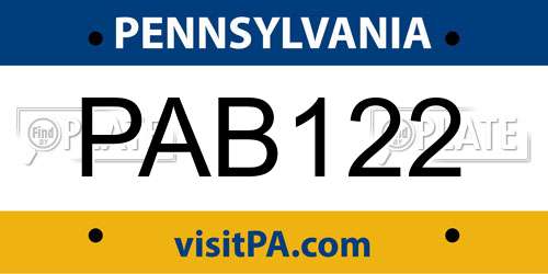 PAB122 Pennsylvania License Plate