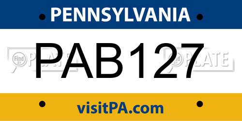 PAB127 Pennsylvania License Plate