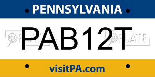PAB12T Pennsylvania License Plate