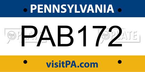 PAB172 Pennsylvania License Plate