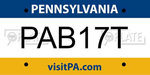 PAB17T Pennsylvania License Plate