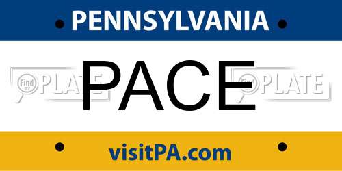 PACE Pennsylvania License Plate