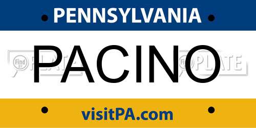 PACINO Pennsylvania License Plate