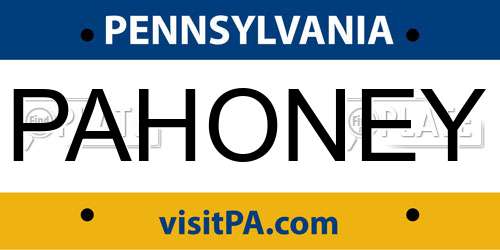 PAHONEY Pennsylvania License Plate