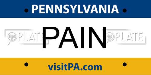PAIN Pennsylvania License Plate