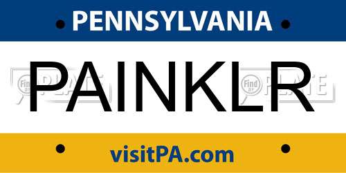 PAINKLR Pennsylvania License Plate