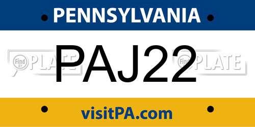 PAJ22 Pennsylvania License Plate