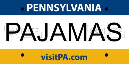 PAJAMAS Pennsylvania License Plate