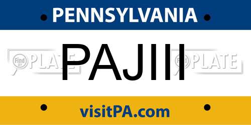PAJIII Pennsylvania License Plate