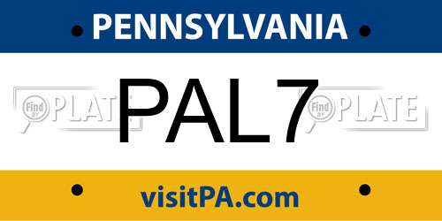 PAL7 Pennsylvania License Plate