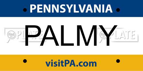 PALMY Pennsylvania License Plate