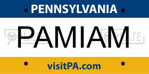 PAMIAM Pennsylvania License Plate