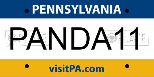 PANDA11 Pennsylvania License Plate