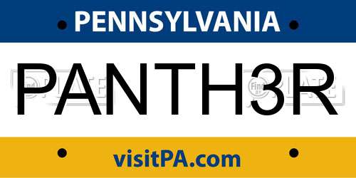 PANTH3R Pennsylvania License Plate
