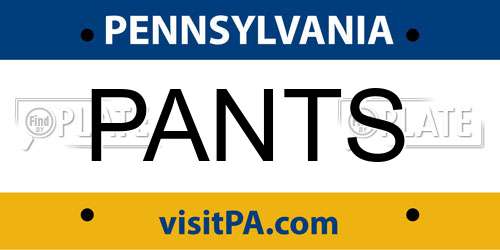 PANTS Pennsylvania License Plate