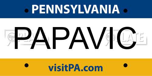 PAPAVIC Pennsylvania License Plate