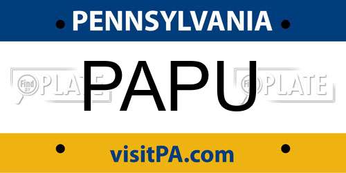 PAPU Pennsylvania License Plate