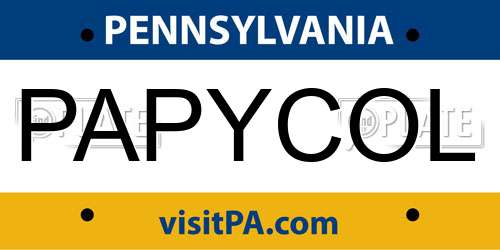 PAPYCOL Pennsylvania License Plate
