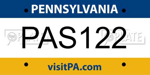 PAS122 Pennsylvania License Plate