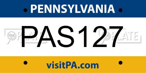PAS127 Pennsylvania License Plate