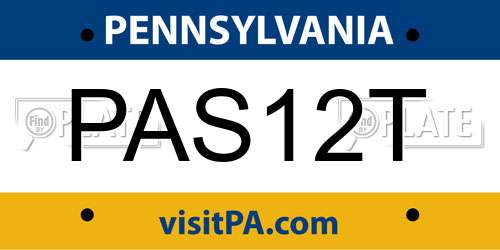 PAS12T Pennsylvania License Plate