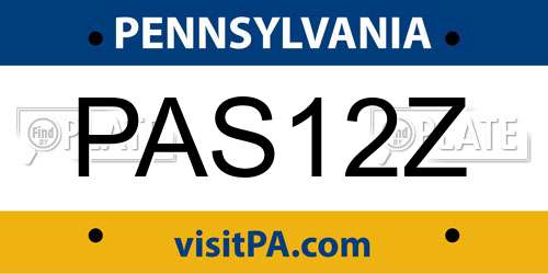 PAS12Z Pennsylvania License Plate