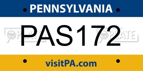 PAS172 Pennsylvania License Plate