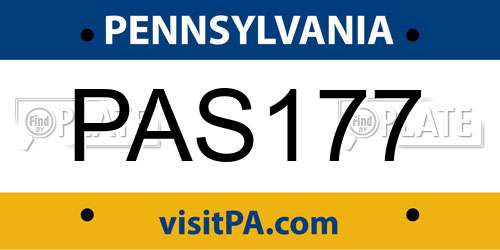 PAS177 Pennsylvania License Plate